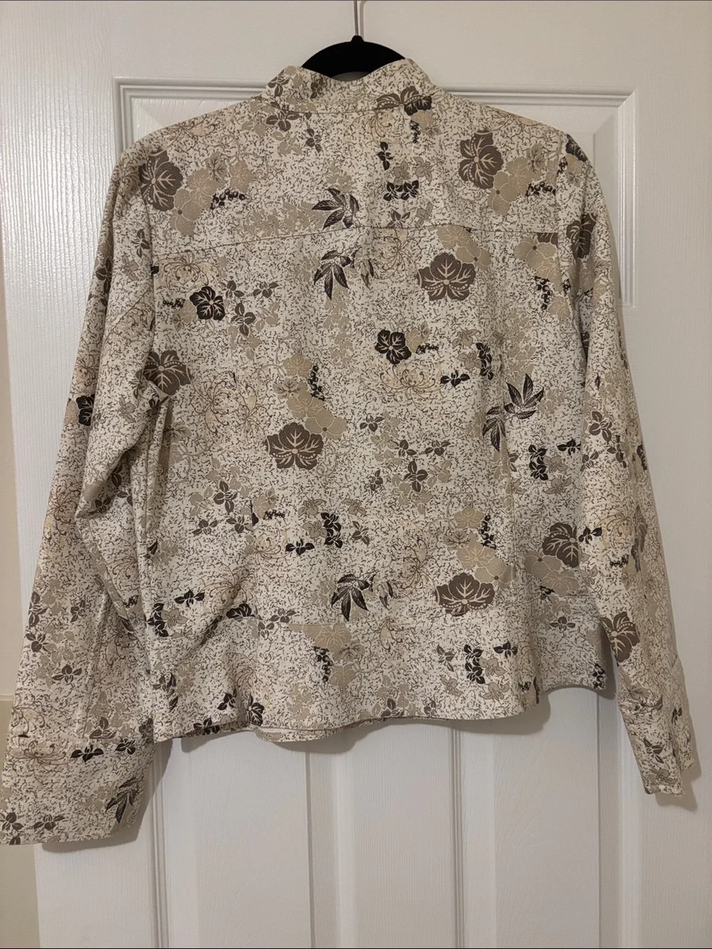 Christopher & Banks Beige Floral Shimmer Button-Up Jacket